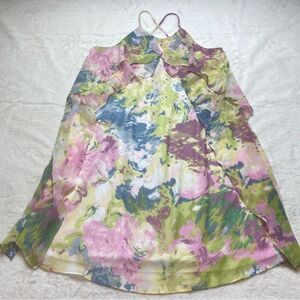BCBGMaxazria New With Tags Multi-Color Floral Spaghetti Strap Dress Size Small